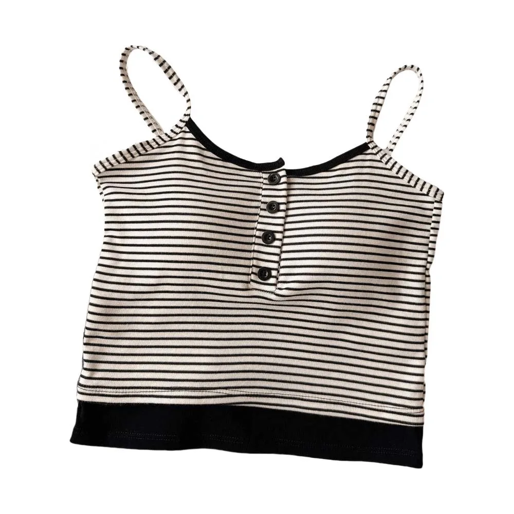 Canottiera skinny a righe con motivo a righe Canotte senza maniche Canotte Canotta con reggiseno Slim Fit Streetwear Y2K Slim Crop Top Party