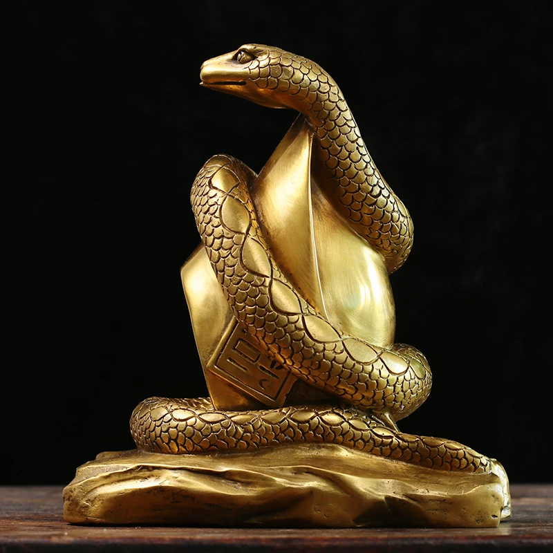 Southeast Asia Thailand Good luck mascot Fortune snake Cobra God godlen  COPPER statue HOME shop Recruit wealth talisman LARGE