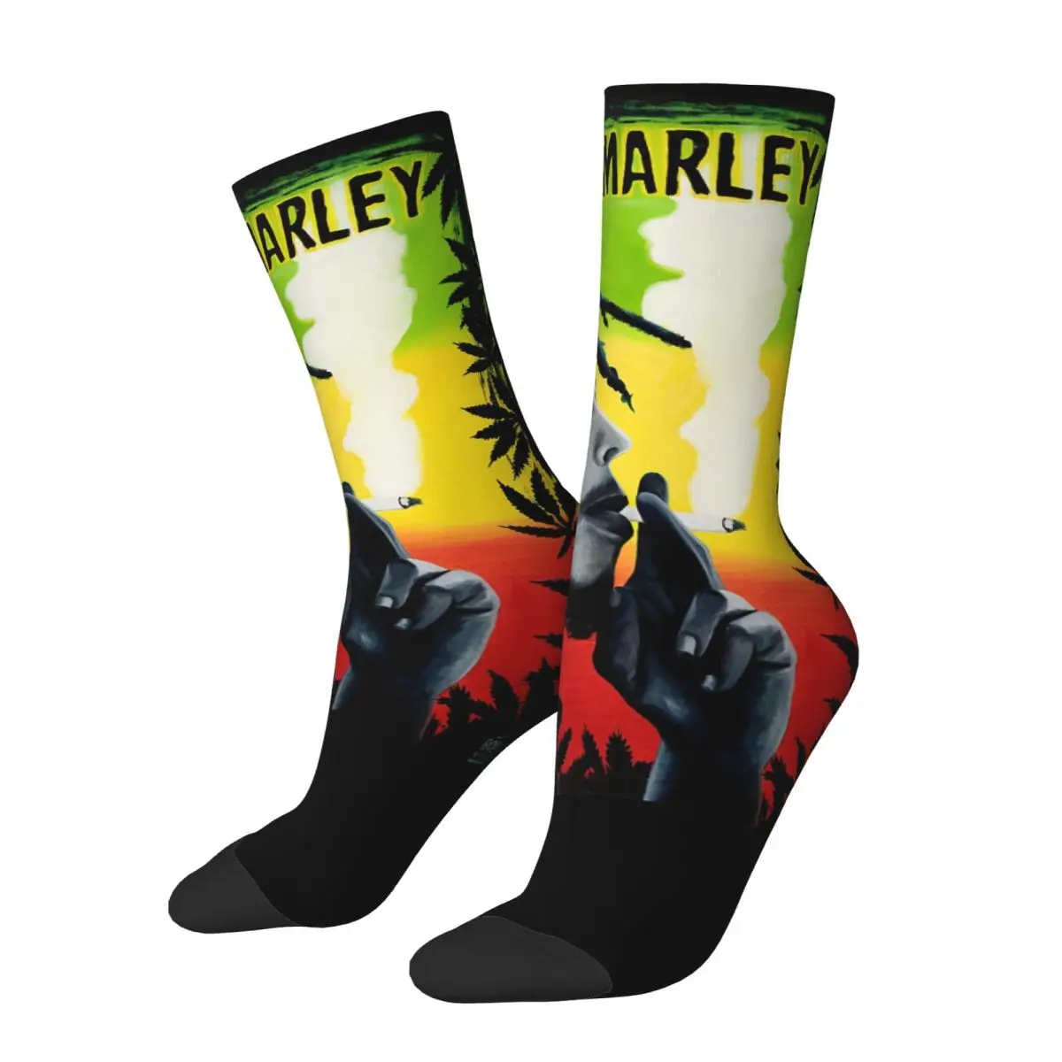 Fashion Male Men Socks Casual Bob-Marley Smoking Sock Jamaican Music Skateboard Women\'s Stockings Spring Summer Autumn Winter