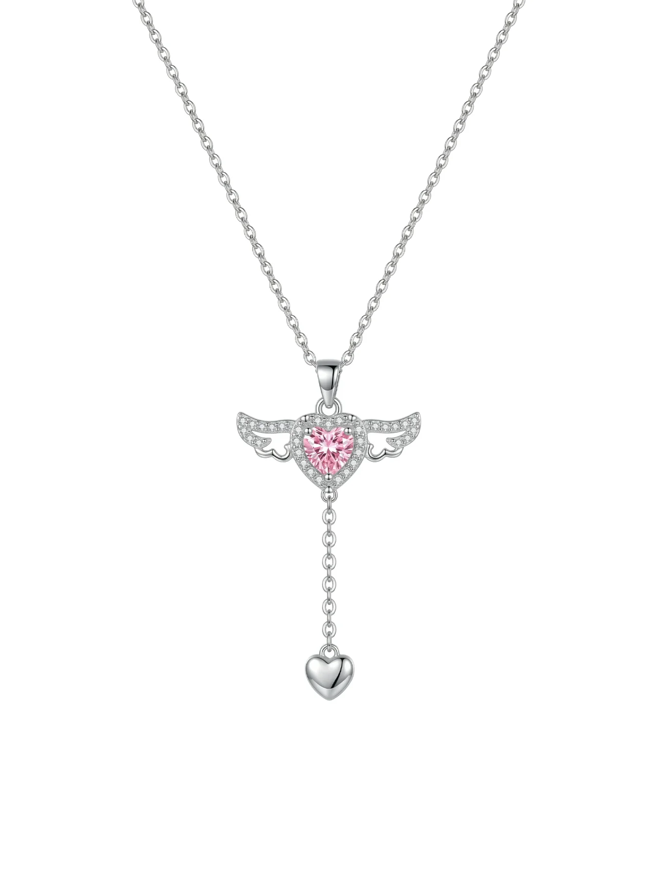 

A 925 sterling silver heart and angel necklace – sweet, delicate and stylish silver jewelry perfect for women's daily wear.