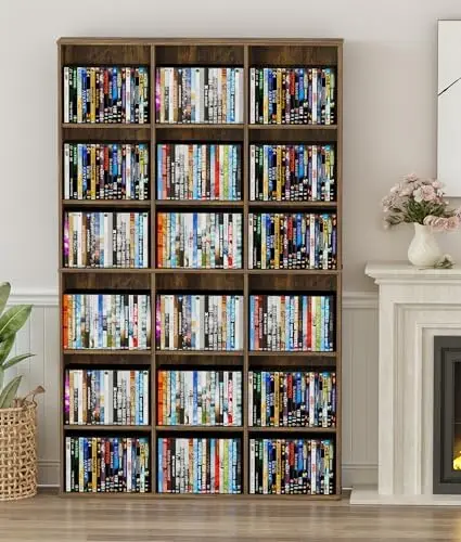 DVD Rack Tower, 9-Tier Media Storage Cabinet with Adjustable Shelves CD Storage Tower for CD Holder, Books, Games, Blue