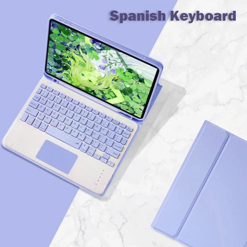 

Spanish Keyboard Case for IPad 10th Air 11 Air 5 4 10.9 Case 10.2 9th 8th Pro 11 10.5 Air 3 Wireless Magnet PU Flip Stand Case