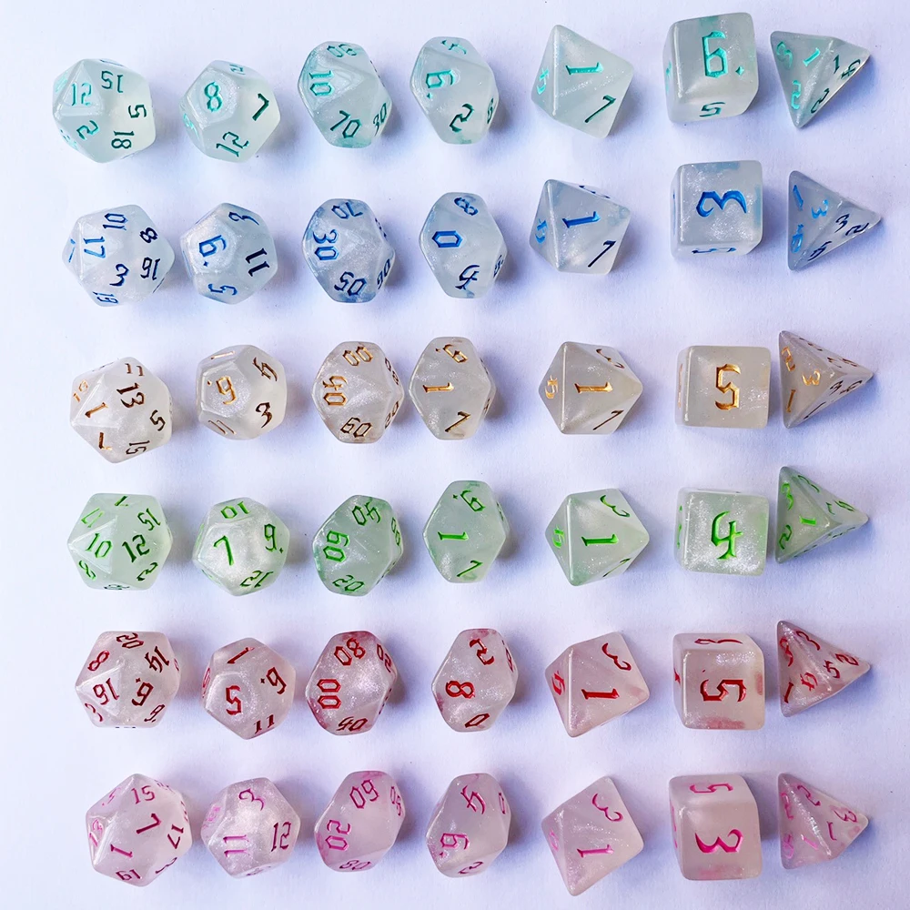 7Pcs/Set Polyhedral DND Dice Multi-Colors D4 D6 D8 D10 D12 D20 Entertainment RPG Table Game Multiplayer Role Party Props