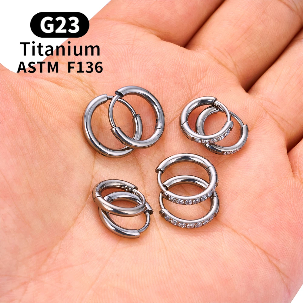 2/20PCS G23 Titan Ohrring Hoop CZ Klapp Segment Runde Nase Ring für Frauen Ohr Tragus Knorpel Helix Daith Piercing Schmuck – Detail 10