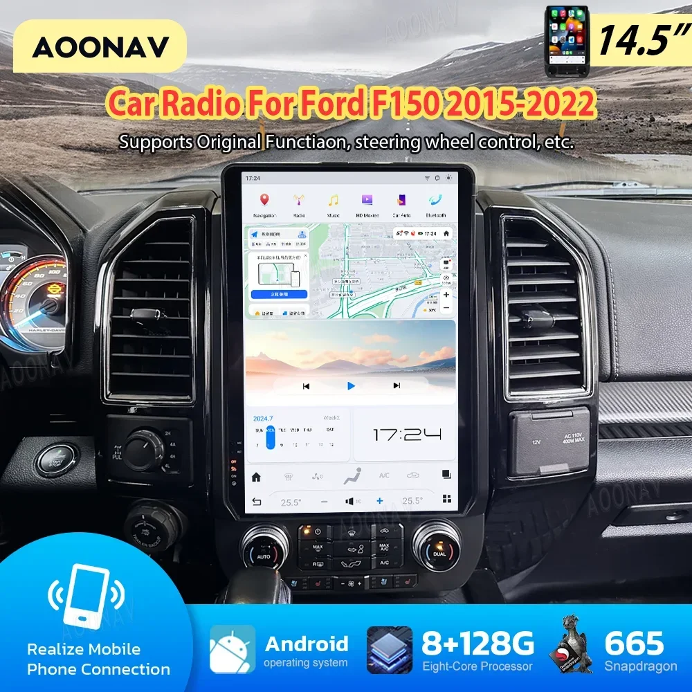 

Автомобильный радиоприемник Qualcomm, 14,5 дюйма, Android 13, для Ford F150 2015-2022, сенсорный экран Tesla, мультимедийный плеер, 4G, беспроводное устройство Carplay