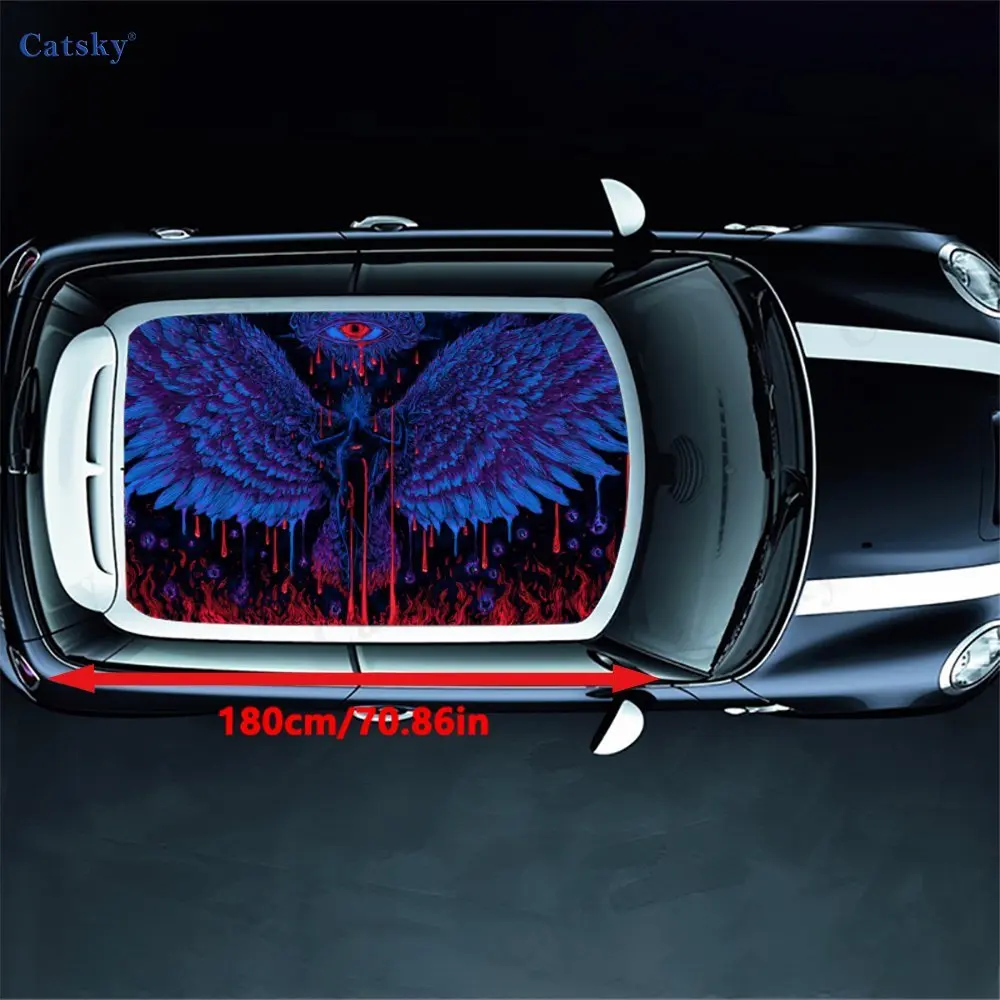 Bloody eyes PVC material self-adhesive waterproof car roof sticker, paste firm and anti-ultraviolet, waterproof and scratch-resi