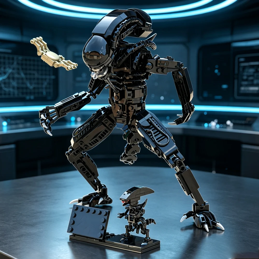 New MOC  Aliens Drooling Monster Building Blocks Xenomorph Action Figure Toys Parasitoid DIY Bricks Gifts For for Adult