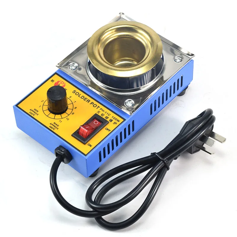 Lead-free Solder Pot 100W 150W 250W 300W Soldering Desoldering Bath Titanium Plate 36mm 50mm 80mm 100mm 200-480 Degree AC220V