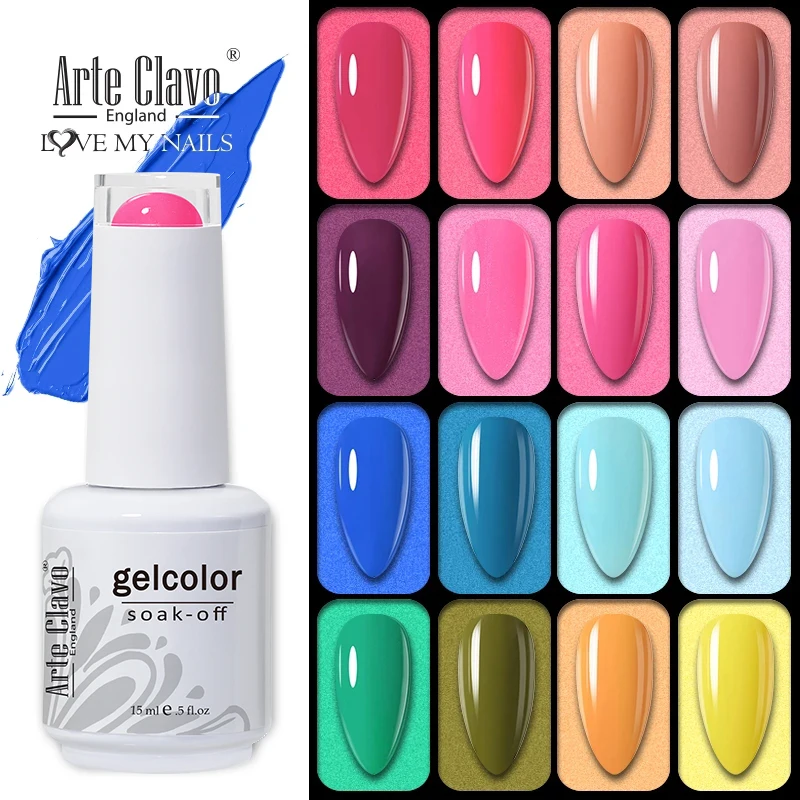 Arte Clavo 15 مللي الربيع اللون هلام مسمار البولندية الهجين LED هلام لاك الطازجة الصيف مشرق رسومات أظافر UV فيرنيس ورنيش مجموعة تشذيب الأظافر #1