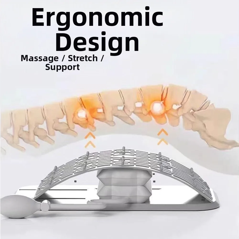 Adjustable Height Lumbar Support Cushion Ergonomic Design Inflatable Support Back Stretcher Acupressure Points