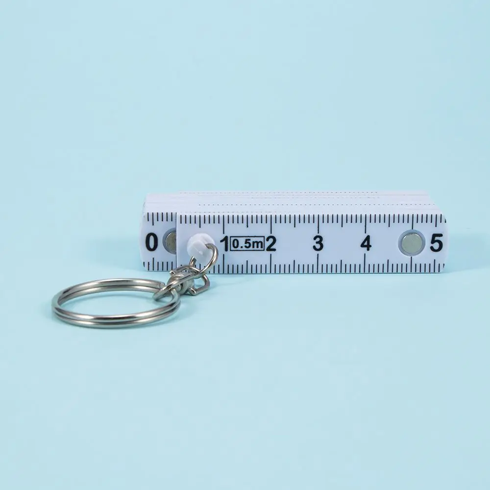 Plastic Durable Fold Ruler Tape Folding Measure Carpenter Key Ring Key Chains Measuring Tool