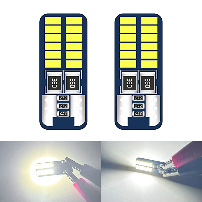 

20PCS W5W Canbus 3014 24SMD No Error 194 168 T10 LED Car Interior Instrument Light Bulb Lamp 12V Universal White 6000K