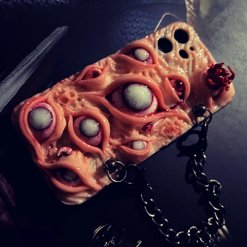 4164 Original 3D Handmade Mobile Phone Case Horror Cthulhu Tentacle Zombie Eyes Dark Gothic Art Mobile Phone Case Custom Gift