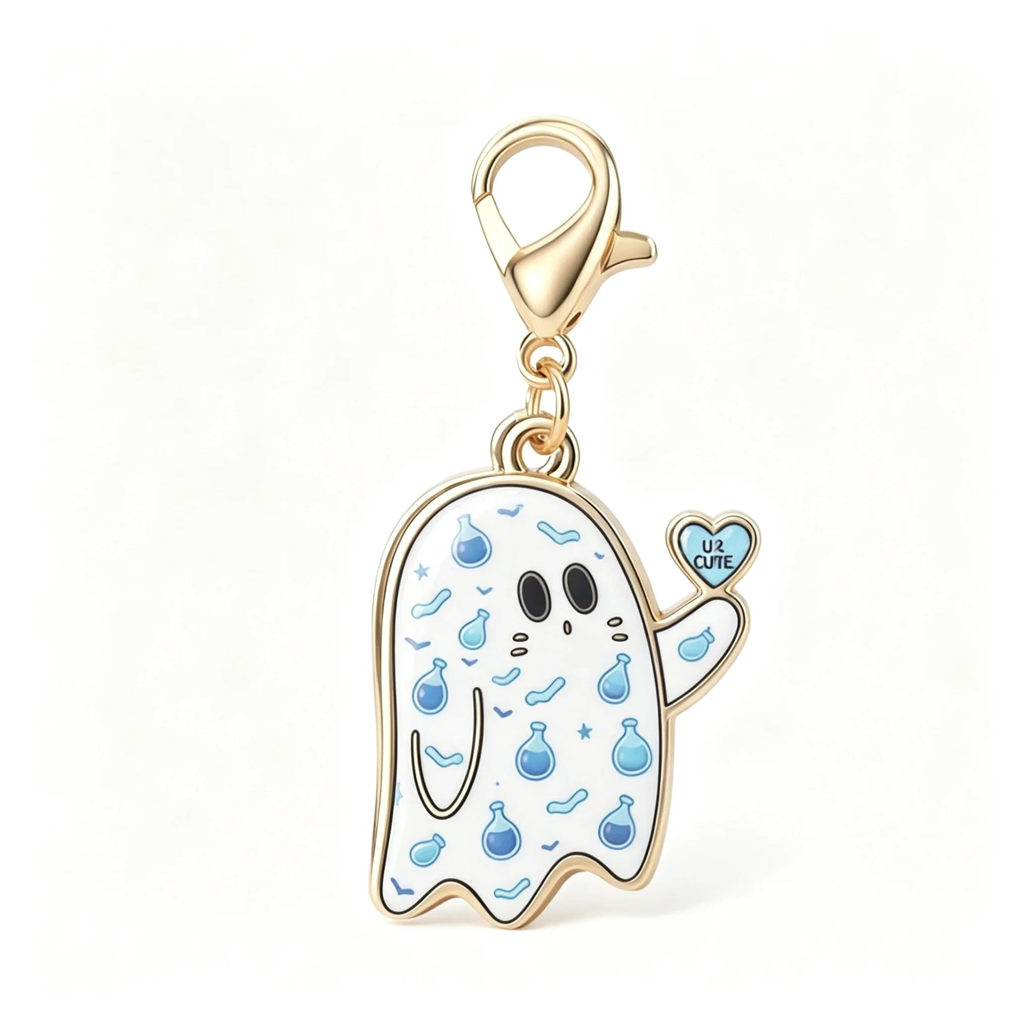 10 Stück niedliche Geister-Emaille-Schlüsselanhänger, Halloween-Charm, Karabinerverschluss, Taschenanhänger, Cartoon-Geist-Schlüsselring, Rucksack-Dekoration, Geschenk – Detail 2