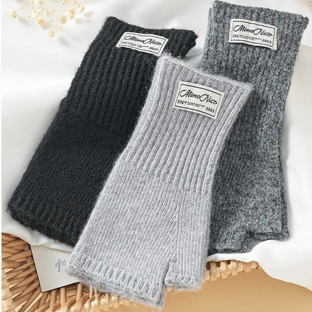 New Knitted Fingerless Mittens Thumb Opening Warm Half-Finger Gloves Touchscreen Warm Wrist Cover Gloves Writing Use