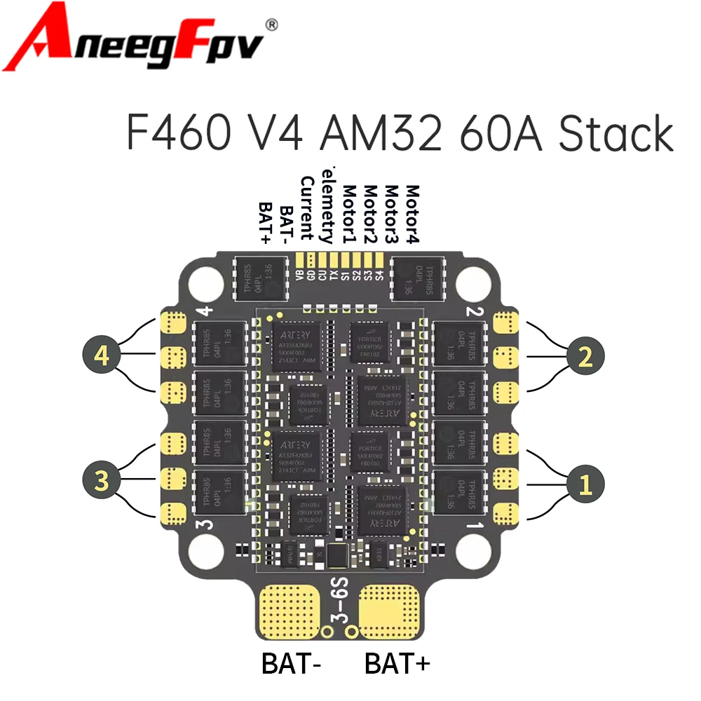 

Aocoda RC F460 V4 Stack F405 V4 Flight Controller with 60A AM32 4 in 1 ESC for FPV Racing Drone