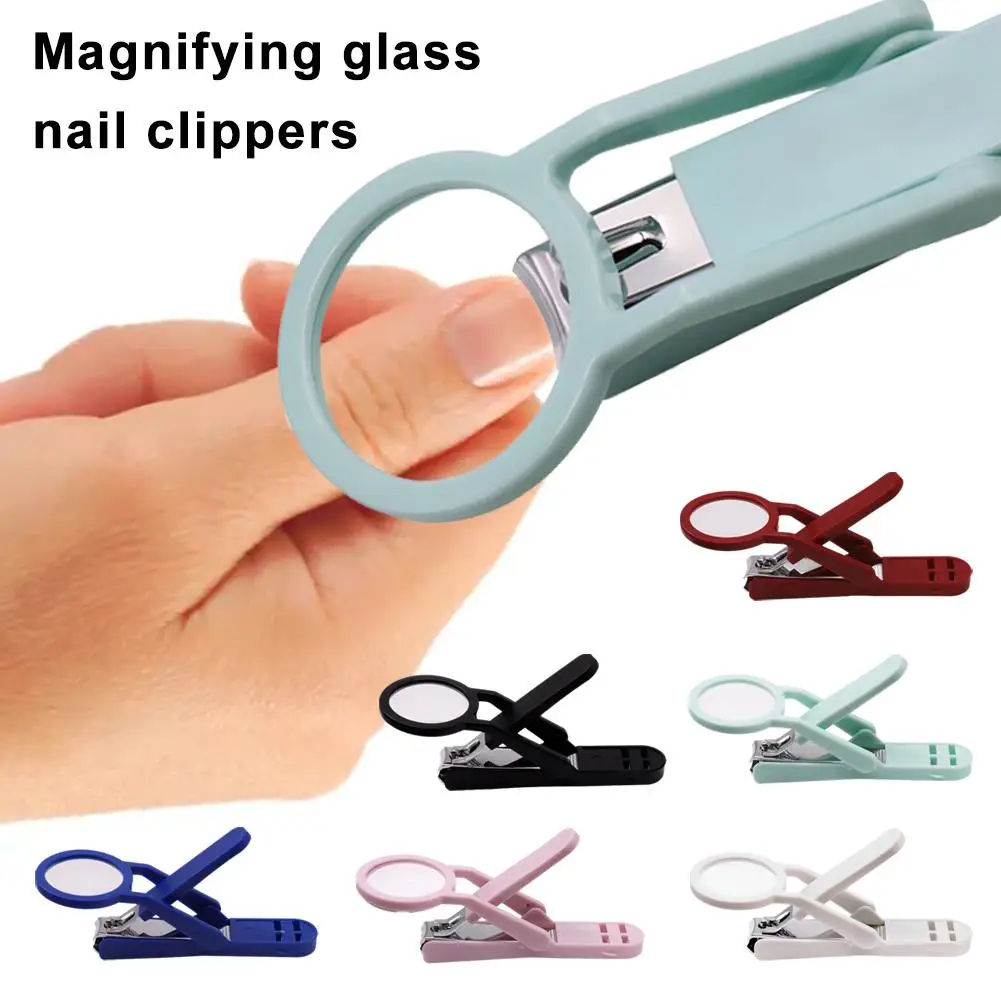 Nouveau coupe-ongles avec loupe pour les hommes, pratique, anti-éclaboussures, acier inoxydable, beauté manucure T E3K3