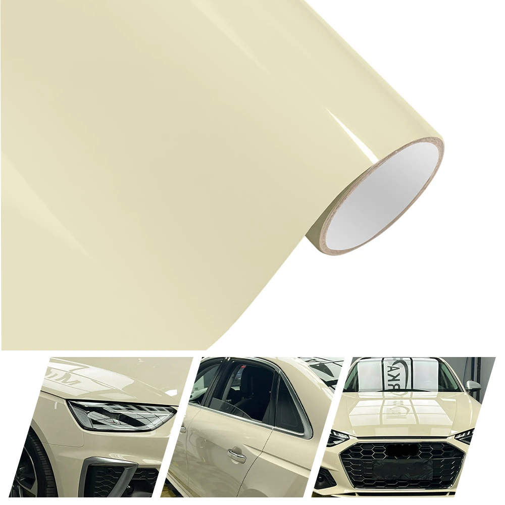 

Ultra Gloss Cream White Auto Tuning Film Vinyl Wrap PET Car Sticker Waterproof Adhesive Motorcycle Stickers for Cars Accessories