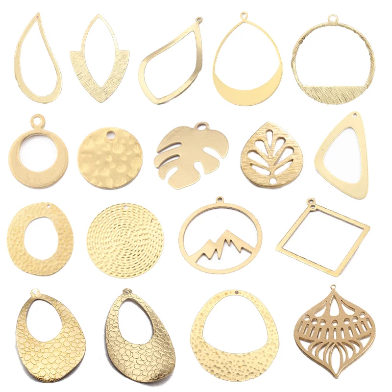 6-50pcs Raw Brass Drop Charms Pendant Geometric Charm For Necklace Earrings DIY Jewelry Accessories Finding Handmade Supplies