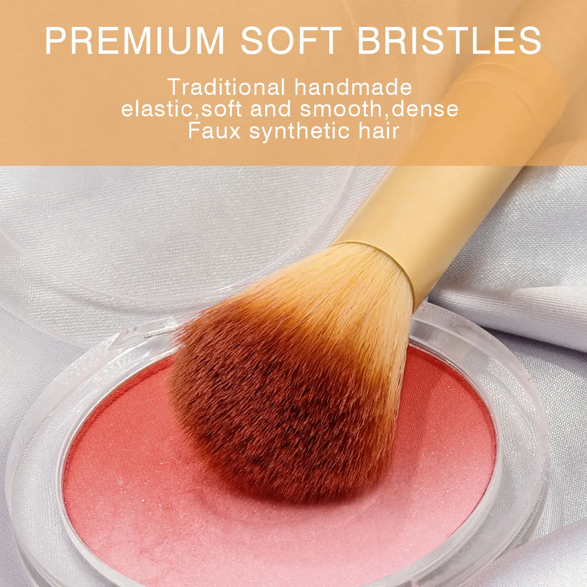 シャンパンメイクブラシセットプロフェッショナルソフトふわふわメイク美容ツールファンデーションコンシーラーパウダーブラッシュブラシ木製ハンドル