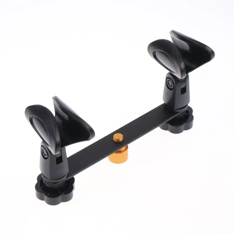 Dual Mic Clips 180° Adjustable Compact Space Saving Sturdy Holder for Vlogging Outdoor Video Shooting