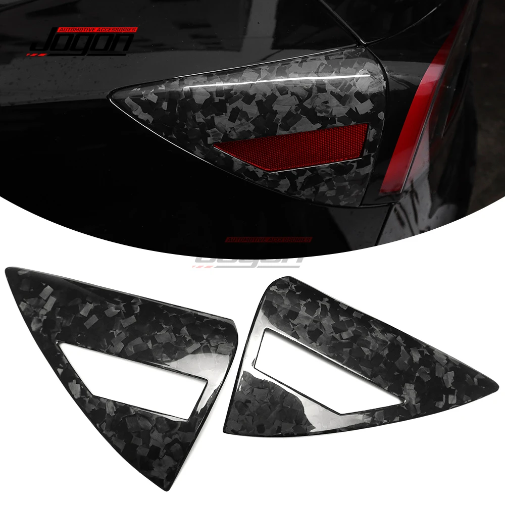 2Pcs Forged Carbon Fiber Exterior Car Rear Tail Lamp Charging Port Panel Cover Sticker Trim Accessories For Tesla Model 3 2024