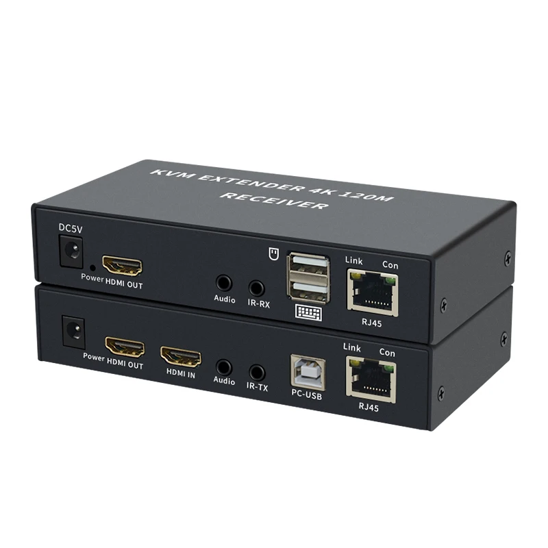 

4K 120M KVM Extender HDMI To Rj45 port USB Keyboard Mouse 3.5mm Audio Extract Video Converter Via Cat5e Cat6 Ethernet Cable