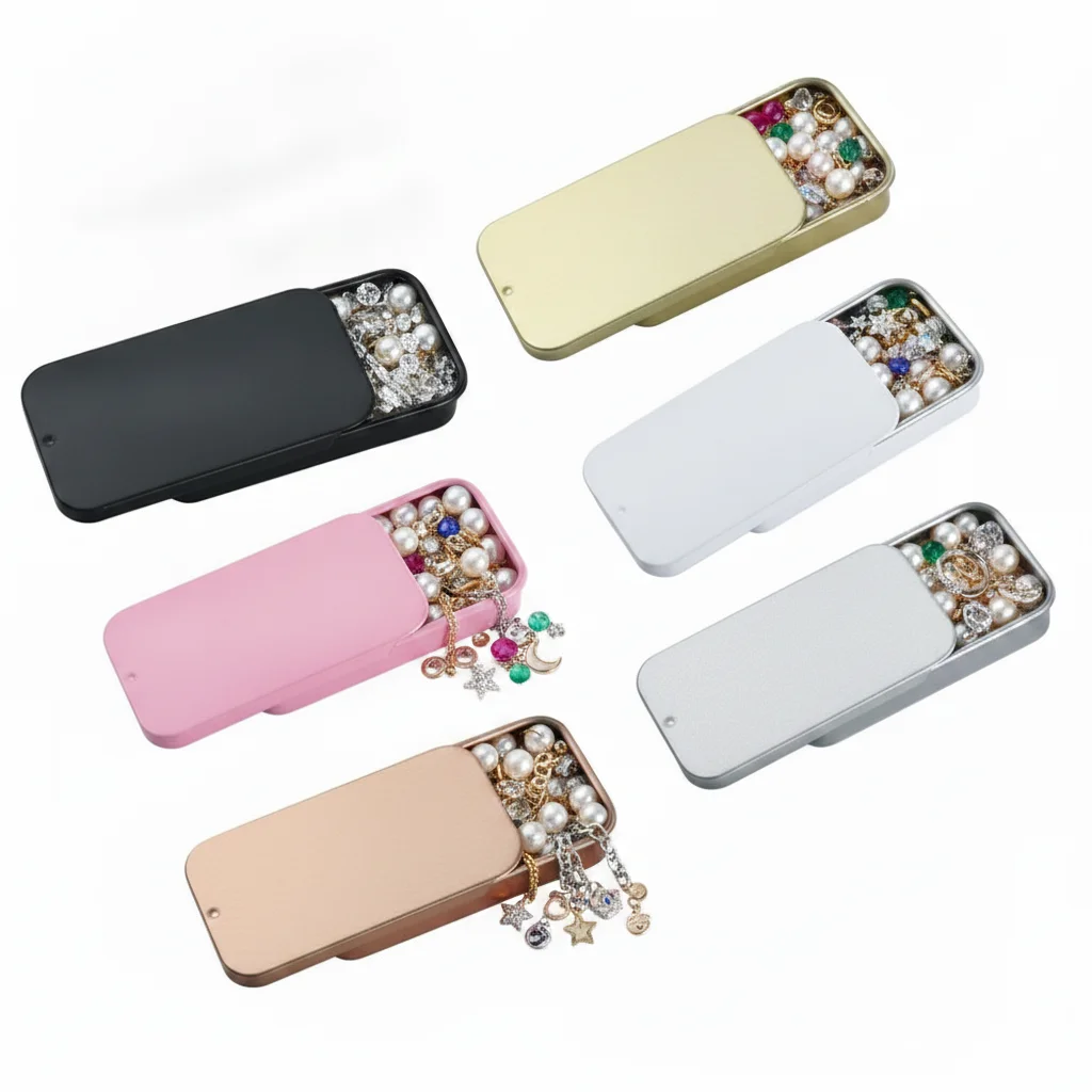 Mini Tinplate Box Push-pull Portable Pet Food Storage Box Mini Aromatherapy Jar Candy Small Iron Box Jewelry Gift Box