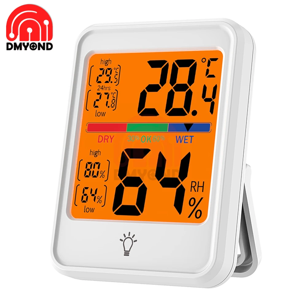 Therymètre numérique d'intérieur avec rétroéclairage LED, compteur de température et d'humidité, mon