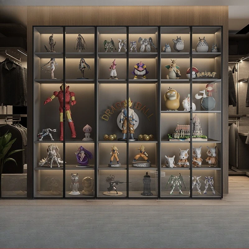 

Light luxury solid wood glass door figure display cabinet against the wall blind box model display cabinet