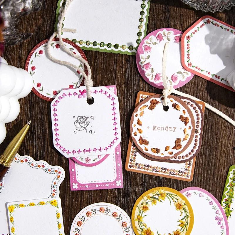 ฤดูใบไม้ผลิของขวัญพระเจ้า Series Vintage ดอกไม้ลูกไม้ขอบบรรเทาภูมิทัศน์ MeMO Pad Creative DIY Journal วัสดุ Collage เครื่องเขียน