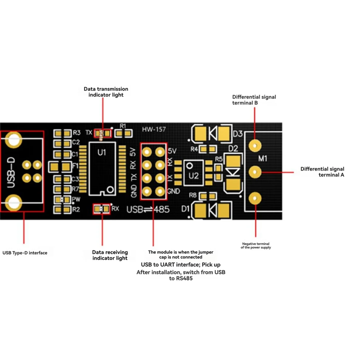 A45U FT232 Chip USB to TTL/RS485 Converter Dual Function USB to 485 Module