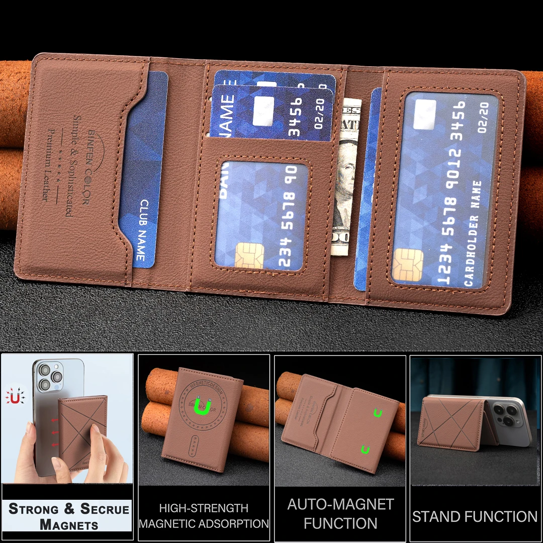 EUCAGR Artificial leather credit card magnetic elastic wallet(5 card slot)with strong magnetic accessories | ID card clip wallet