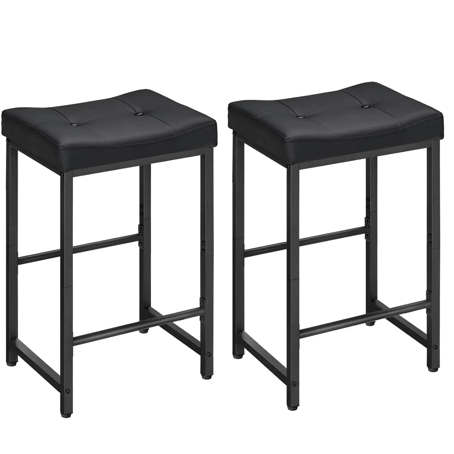 

Bar Stools,25.4" Saddle Stools with PU Upholstery, Counter Height Stools with Footrest, Kitchen Breakfast Chairs,, Customized