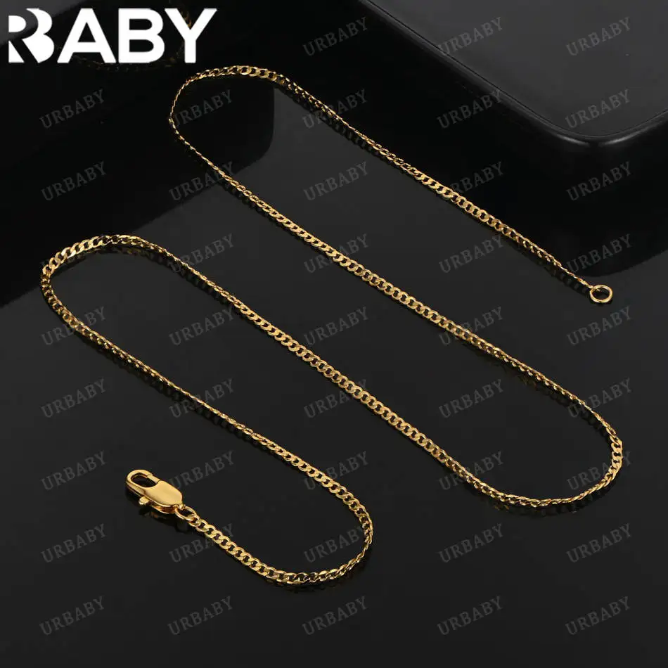

URBABY 925 Sterling Silver 40-75cm Chain Necklace For Women Men Creativity Gifts Street All-match Party And Daily Wear