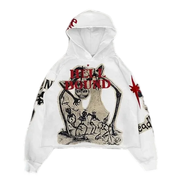 Oversized Gothic Mummy Print Sweatshirt Hoodie Y2K Anime Hoodie Long Sleeve Pullover Retro Punk Men and Women Loose Streetwear