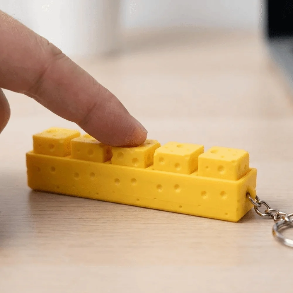 Lovely Cheese Shape Cheese Clicker Fidget Keychain Clicking Sound Lightweight Material Mini Keyboard Decompression Button