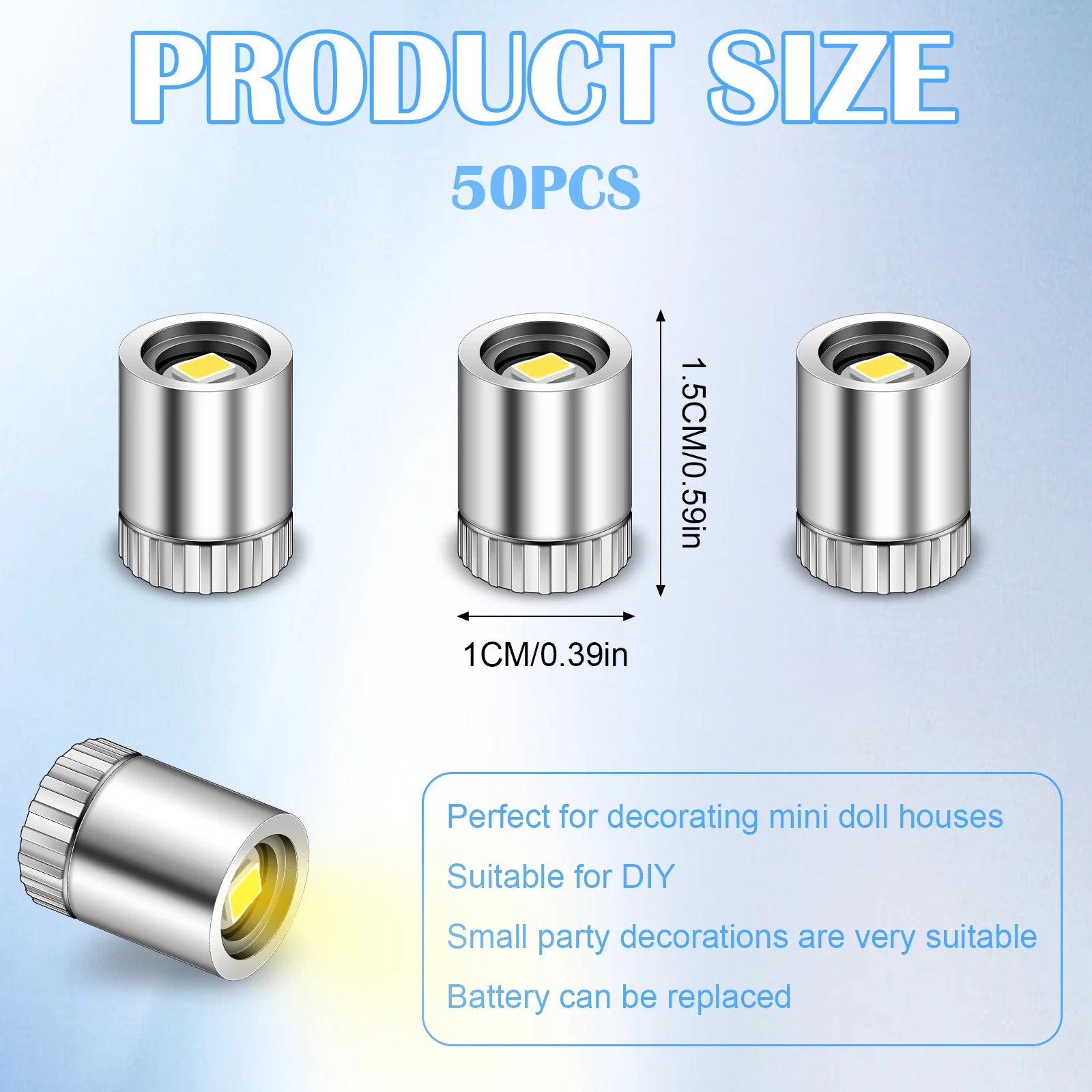 Mini LED Rotating Pen Light, Crystal Base, cabeça plana, lâmpadas pequenas luminosas coloridas