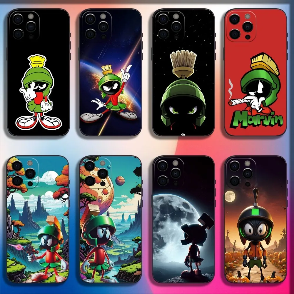 M-Marvin The Martian Phone Case For iPhone 16,15,14,13,12,11,Pro,X,XS,Max,XR,Plus,Mini Soft Black Cover