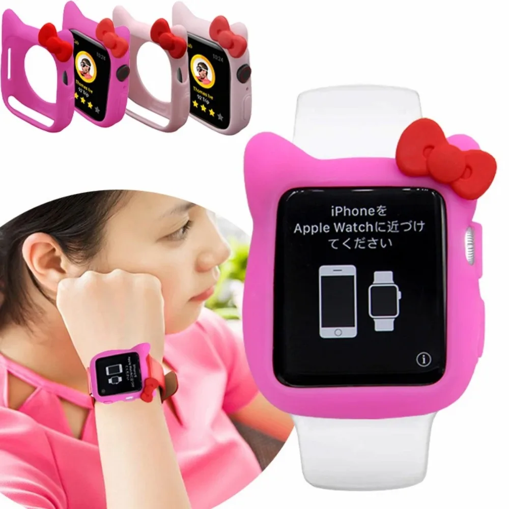 Soft Silicone Cover Bumper For Apple Watch Se 6 5 4 44mm 40mm 38 42mm Cute Cartoon Protective Case For iWatch 8 7 41mm 45mm case