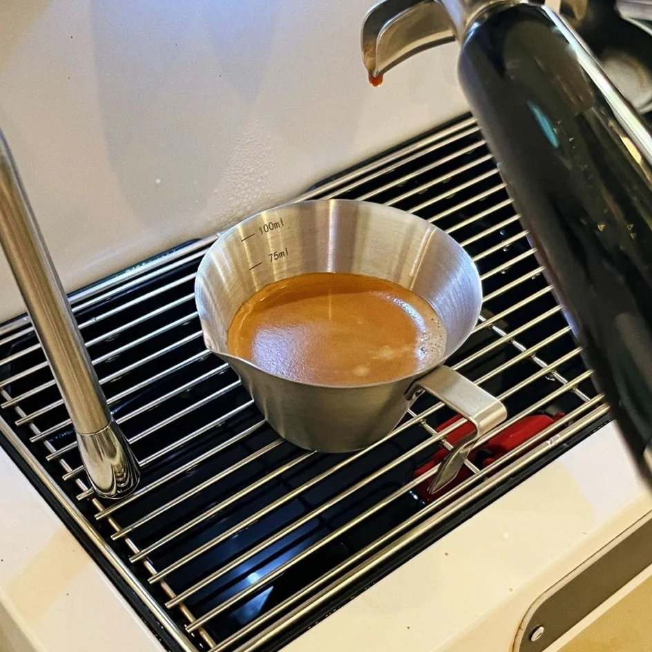 100ML Espresso Measuring Cup Stainless Steel Coffee Measuring Jug with Handle & Spout Espresso Shot Pot Coffee Accessories