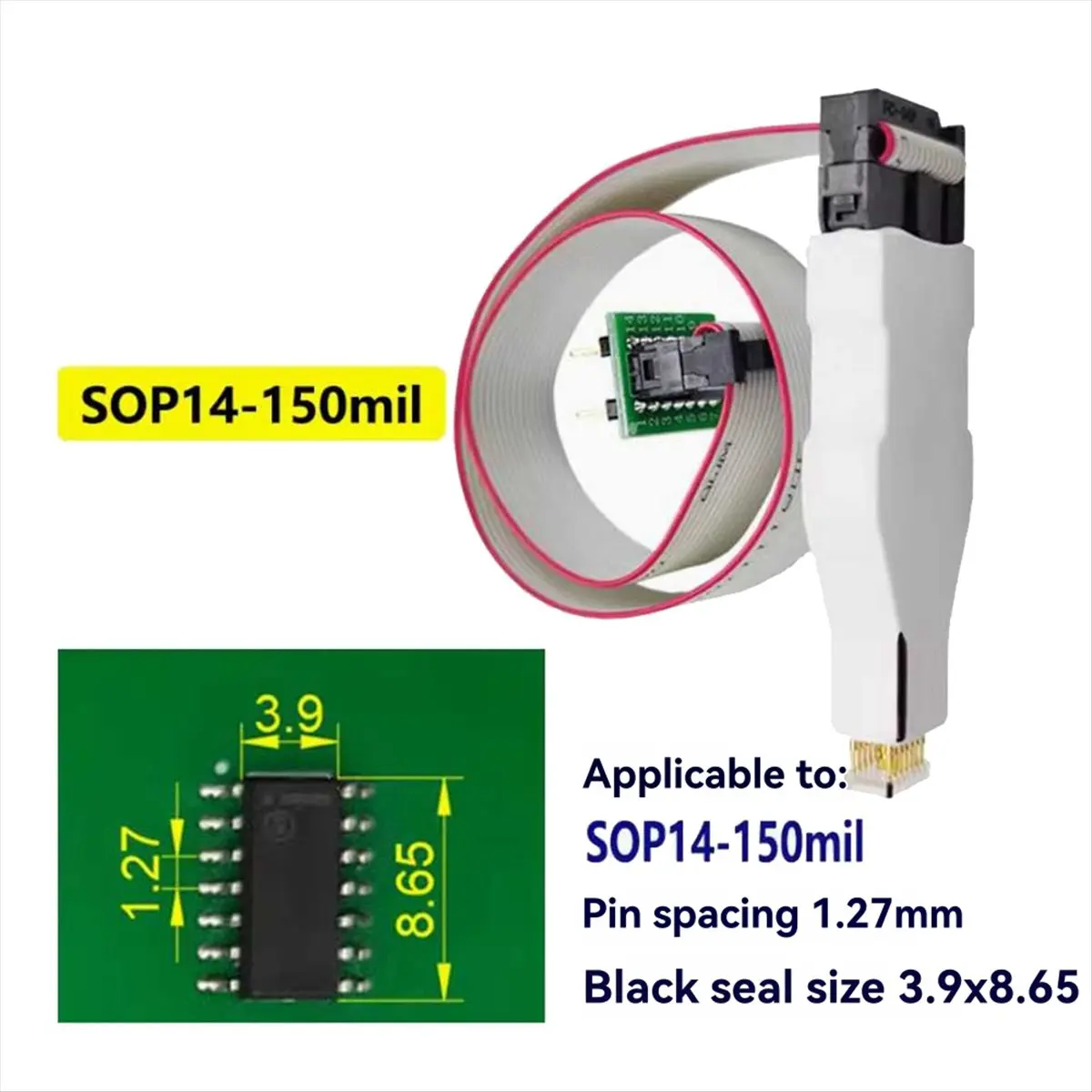 DTD1472~SOP14 150MIL Chip Download Burn Write Probe Spring Needle Flash Eeprom Chip Burner Cable