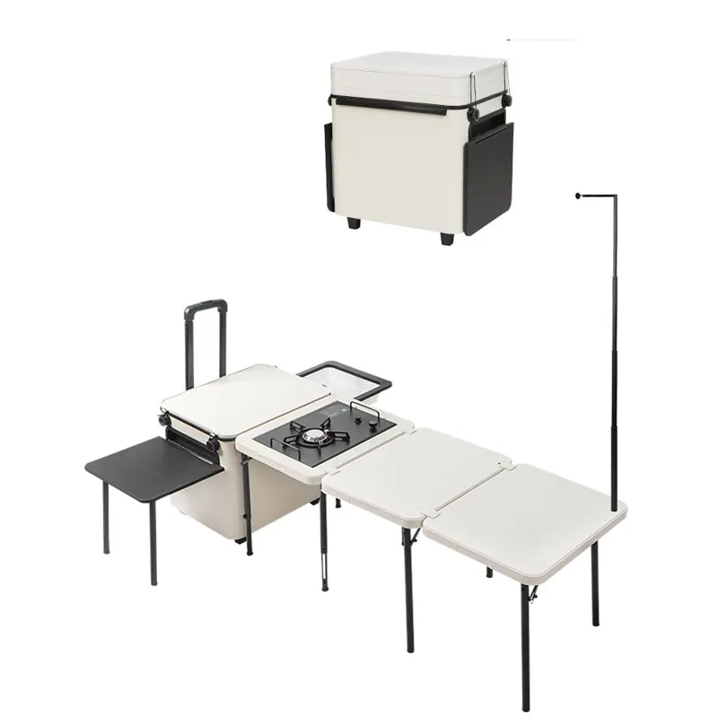 55L Mini Outdoor Kitchen Cabinet BBQ Kitchenette Camping Kitchen Box