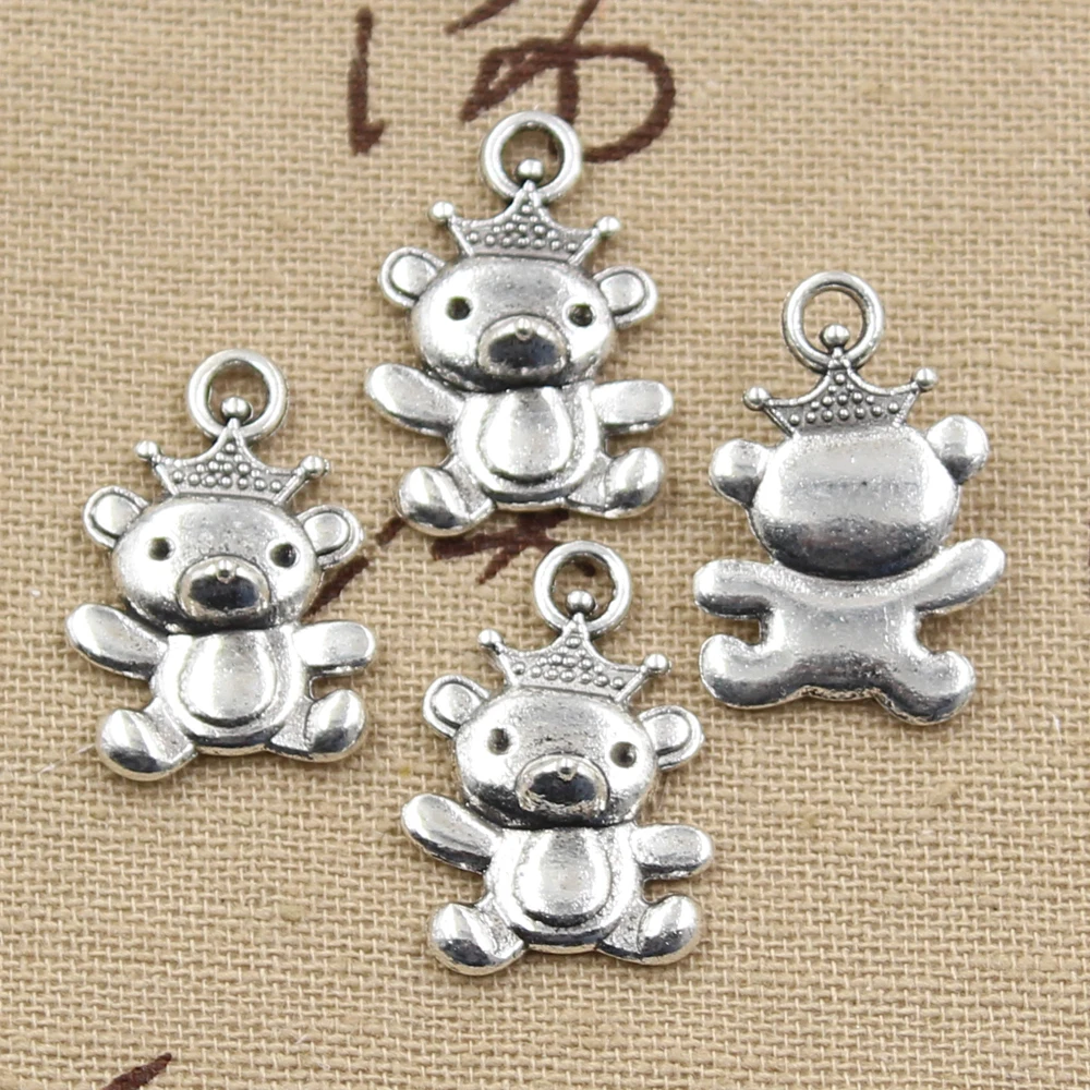 10pcs Charms Koala Bear With Crown 22x16mm Antique Silver Color Pendants Making DIY Handmade Tibetan Finding Jewelry