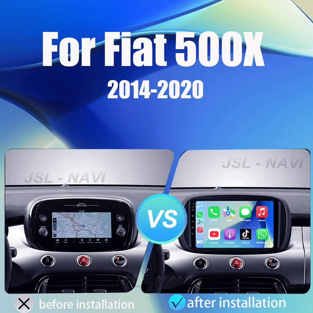 Car Radio Android 16 For Fiat 500X 2014 - 2020 Multimedia Video Player GPS Navigation Wireless Carplay+Auto Stereo QLED HeadUnit