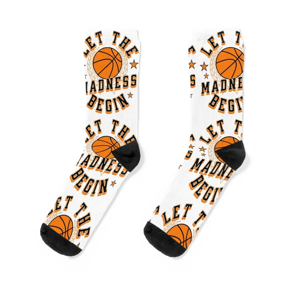 

March Madness Let The Madness Begin NCAA Basketball Socks colored Lots New year's Stockings man Male Socks Women's