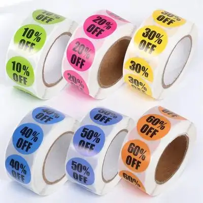 

6 Rolls Colored Round Stickers Adhesive Percent Off Retail Store Supermarket Price Tags Retail Tags Stickers