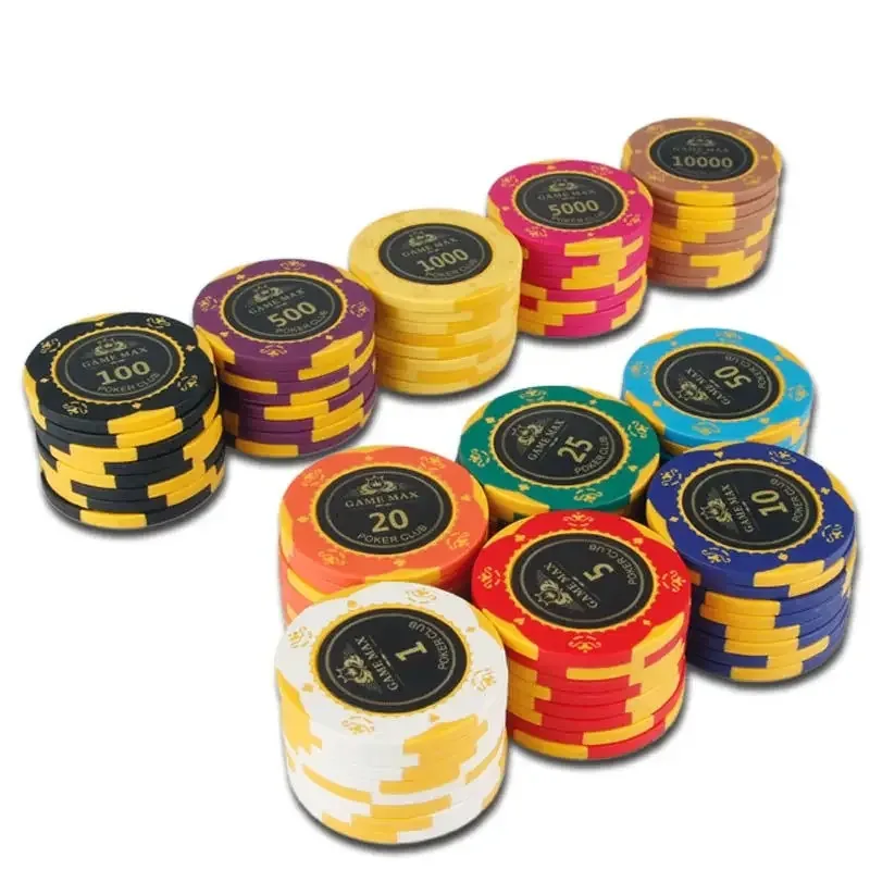 10pcs/Lot Caribbean Crown Luxury Chip Casino Club Exclusive Game Accessories Texas Baccarat Poker Chip Entertainment Accessories