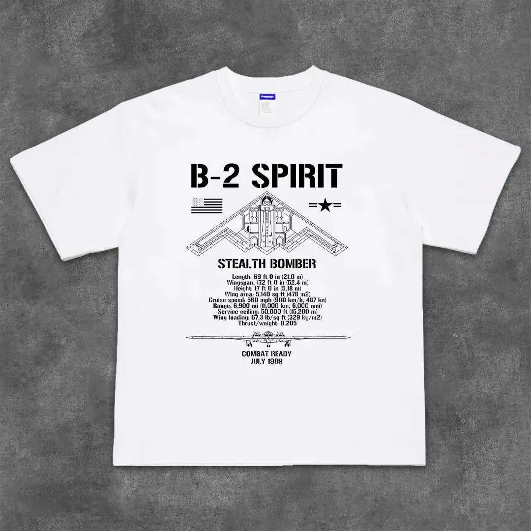 

B-2 Spirit Stealth Bomber Printed Short Sleeve T-Shirt Military Fans Personalized Top Men's and Women's Casual Comfortable Top