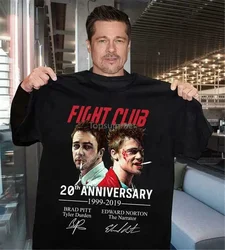 Fight Club 20Th Anniversary Characters Signatures Black Cotton Men S-6Xl T-Shirt Brand Fashion Tee Shirt